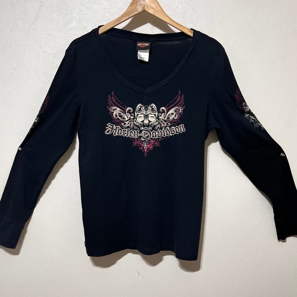 Harley Davidson Women's Black Long Sleeved Shirt Size XXL